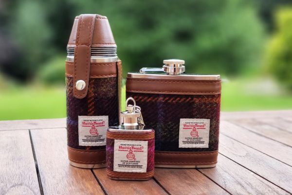 Harris Tweed Hip Flasks